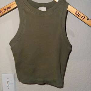 Full Tilt Olive Green Ribbed Crop Top